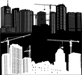 Obraz premium black and white house building