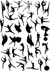 large set of ballet silhouettes