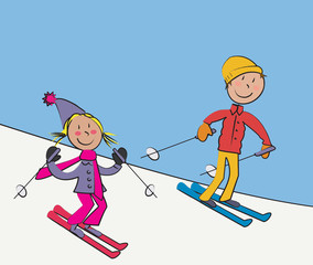2 enfants ski