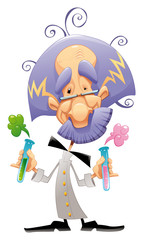 Mad scientist. Funny vector and cartoon character.