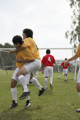 Obraz premium Soccer Players Celebrating a Goal