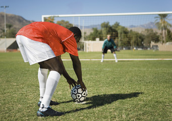 Soccer Player Preparing Free Kick