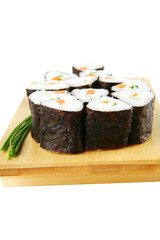 sushi rolls with green stems