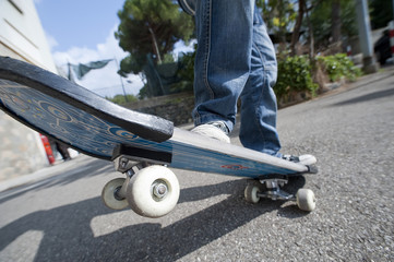 a boy with skateboard