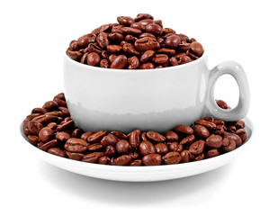Cup full of coffee beans