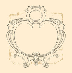 vintage heraldry crest -line drawing
