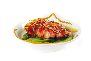 roast meat served with mustard