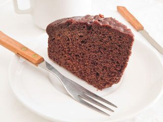 Chocolate Cake Slice at Breakfast.