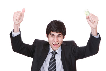 businessman holds money in a hand