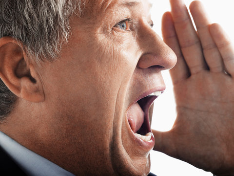 Man Yelling Side View Close-up