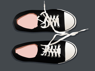 athletic shoes sneakers vector on a gray background