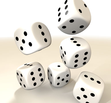 six white casino dice