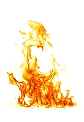 Papier Peint photo Lavable Flamme Flamme de feu isolée sur fond blanc..