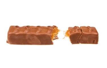 chocolate and caramel bars..isolated on white background