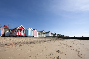 Fototapeta na wymiar Thorpe Bay beach huts