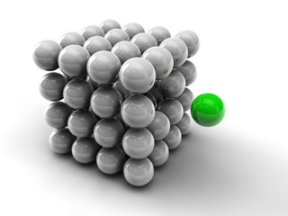 Kugel Würfel grau grün