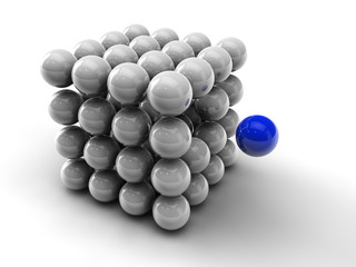 Kugel Würfel grau blau