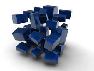 Würfel Explosion blau