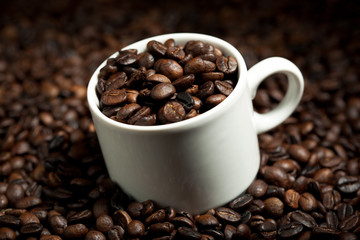cup with coffee beans