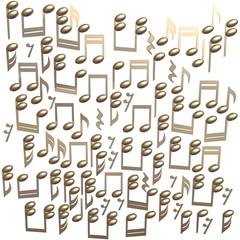 Golden notes isolated on a white background