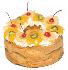 cakes with cream and fruits