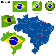 Brazil vector set. Shape, flags and icons.