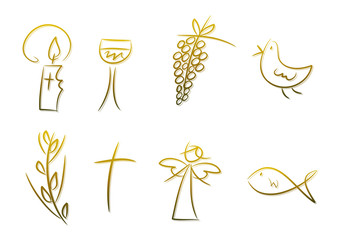 Goldene Symbole für Religion, Feste, Feiertage, ...