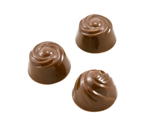 Chocolate sweets on the  white background
