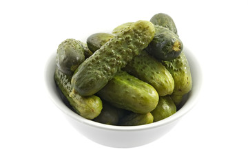 Bowl with marinated cucumbers