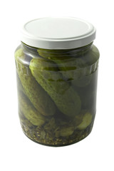 Jar with marinated cucumbers