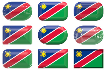 nine glass buttons of the flag of nambia