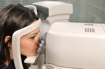 A series of eye exam related pictures of a beautiful patient.