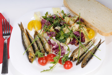 fish salad and bread