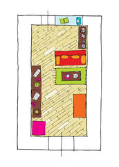 Interior design apartments - top view