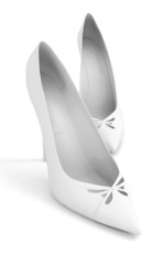 white elegant female shoes on a light background