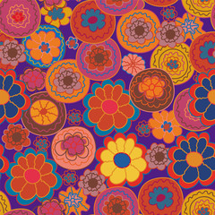 Floral seamless pattern with stylized bright flowers