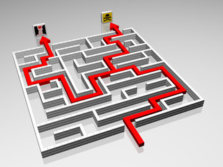 Two paths across labyrinth