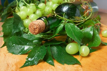 Wine glass with bottle for wine tasting