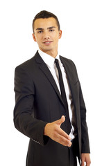 Businessman saying welcome