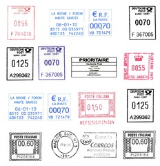 colorful european postmarks (rectangular)