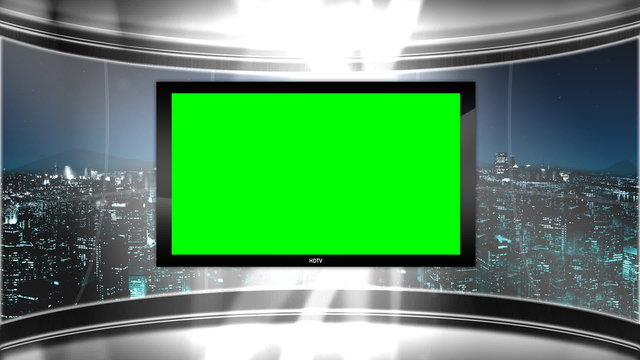 Virtual TV Studio News Set with skyline