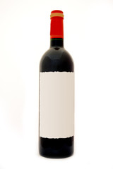 Bouteille de vin detouré et etiquette vierge