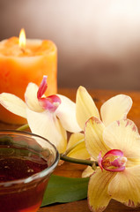 spa aromatherapy incense and bowl of oil massage