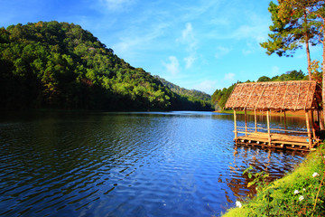 Fototapeta na wymiar Moning in Pang-Ung Lake,North of Thailand