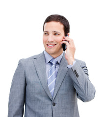 Portrait of a charismatic businessman on phone