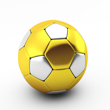 3d render of gold and silver soccer ball