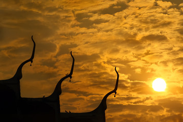 sunrise and shadow of thailand's temple