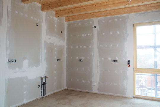 kitchen in a building fabric with gypsum plaster boards