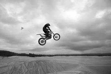 Foto op Aluminium Dirt bike jumping sand dunes - High up © Raven