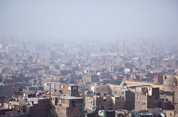 View over smoggy slums of Cairo